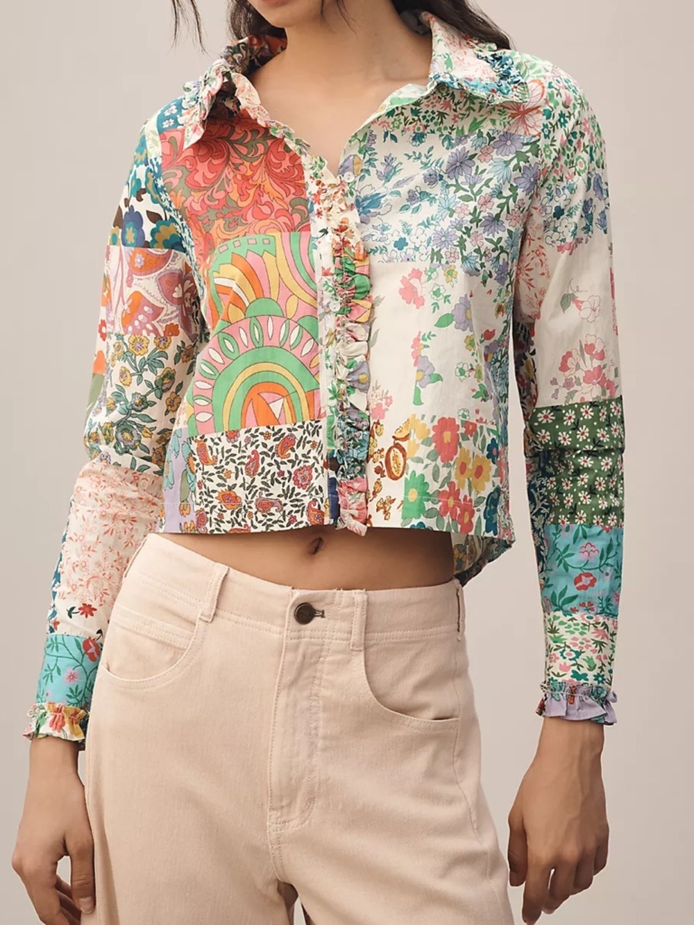 NWOT Love The Label Cyrus Buttondown Cropped Shirt Size XS